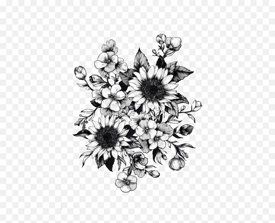 Tattoo Sketch Flower Drawing Sunflower Png Free Photo - Vintage Sunflower Drawing Black And White,Sun Flower Png