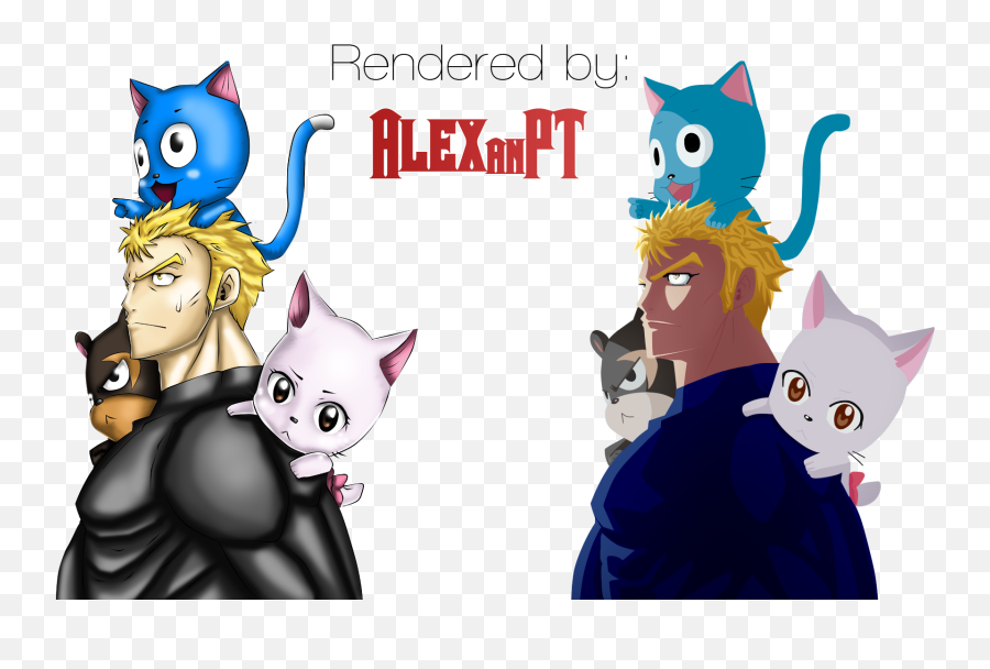 Cats Nekos Happy Pantherlily Lily Carla - Fairy Tail Happy Carla And Pantherlily Png,Lily Collins Png