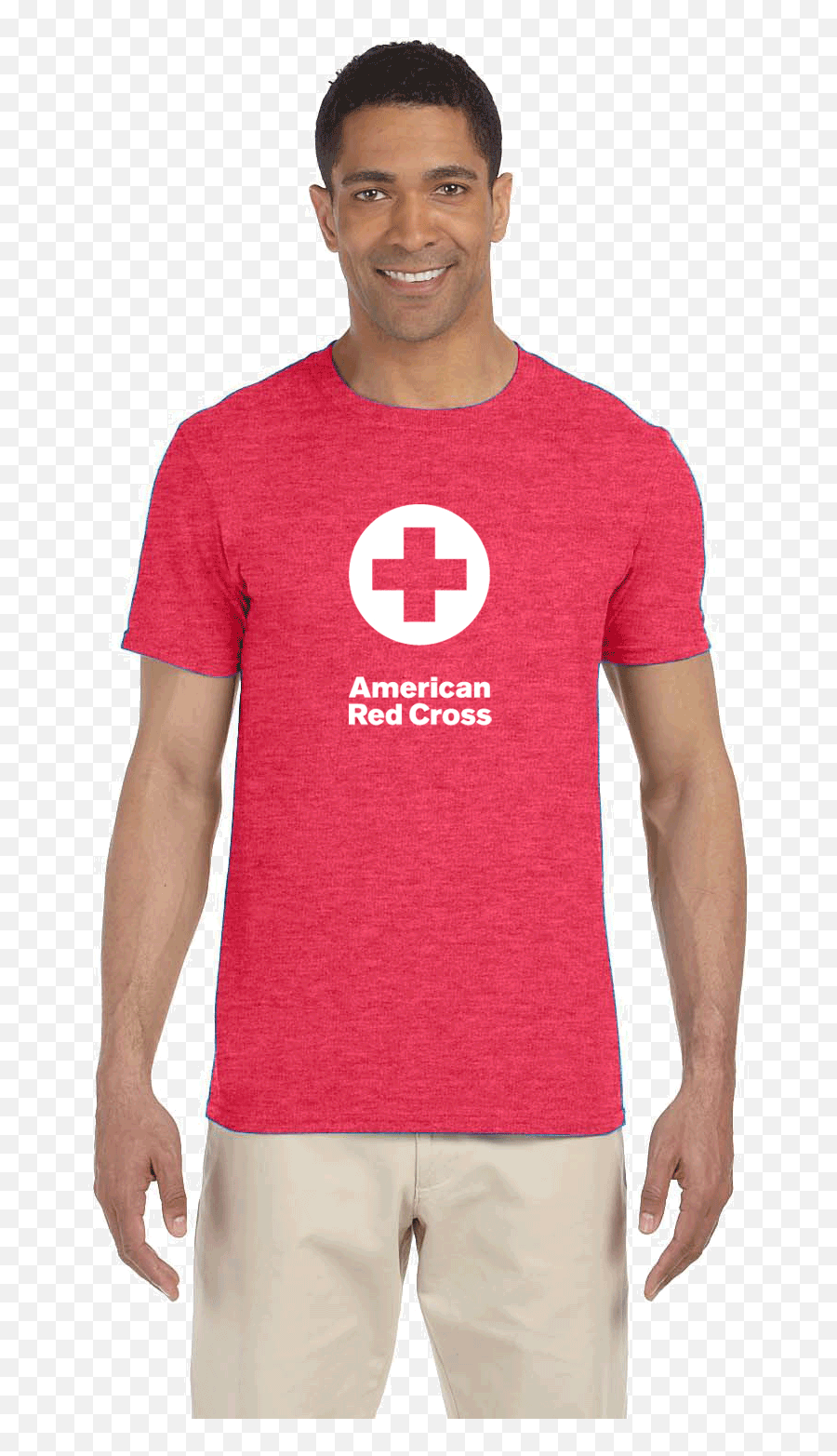 Unisex 100 Cotton Classic T - Shirt With American Red Cross Logo Heather Red Gildan Png,Red Cross Logo Png