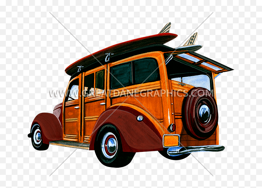 Woody Surf Wagon Production Ready Artwork For T - Shirt Printing Antique Car Png,Woody Png