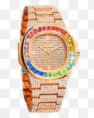 Us 1799 90 Offfashion Diamond Mens Watches Top Brand Luxury Calendar Hip Hop Iced Out Gold Steel Clock Relogio Masculino Reloj Hombre - Transparent Rolex Png