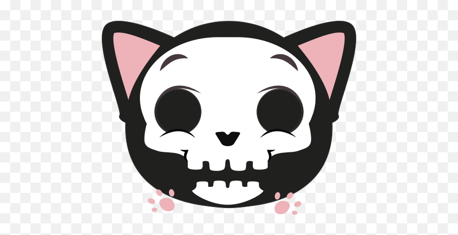 Cute Cat And Kitten Emoji Messages Sticker - 10 Cute Cat Cat Skull Cartoon Png,Skull Emoji Png