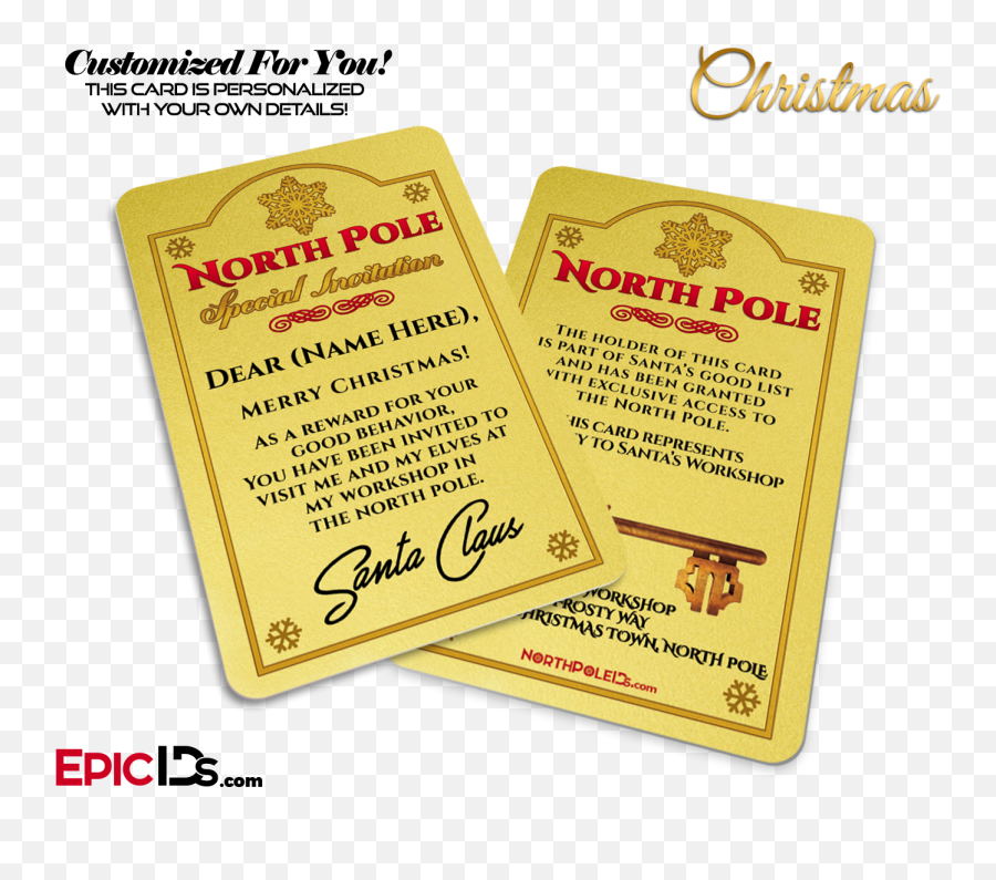Santa Claus North Pole Special Invitation Custom Personalized Optional Png