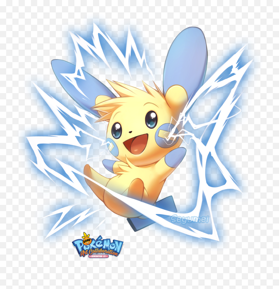 Pokemon Generation Iii Art Tribute Minun - Minun Art Png,Electric Spark Png