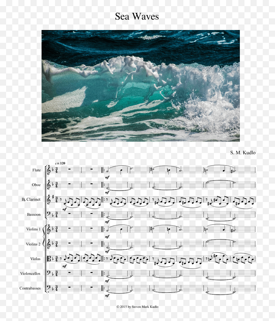 Download Sea Waves Sheet Music For Flute Clarinet Oboe - Beach Water Splash Background Png,Music Waves Png