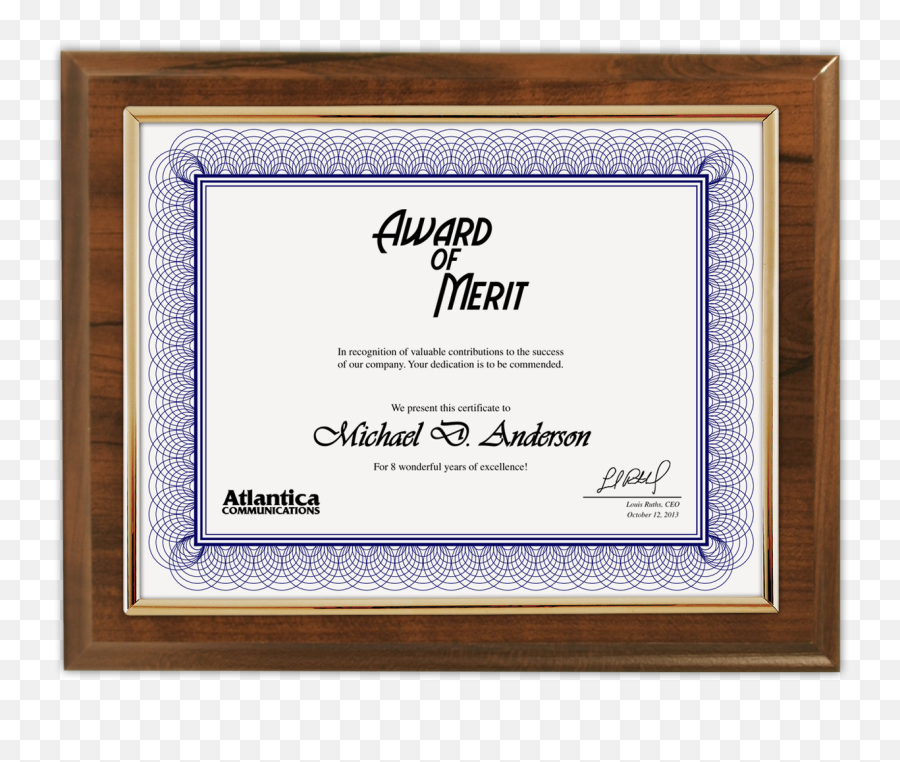 Budget Beater Cherry Plaque With Gold - A4 Size Certificate Frame Design Png,Certificate Frame Png