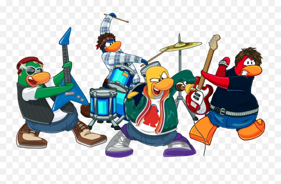 Rock Band Clip Art Cliparts And Others Inspiration - Clipartix Penguin Band Club Penguin Png,Band Png