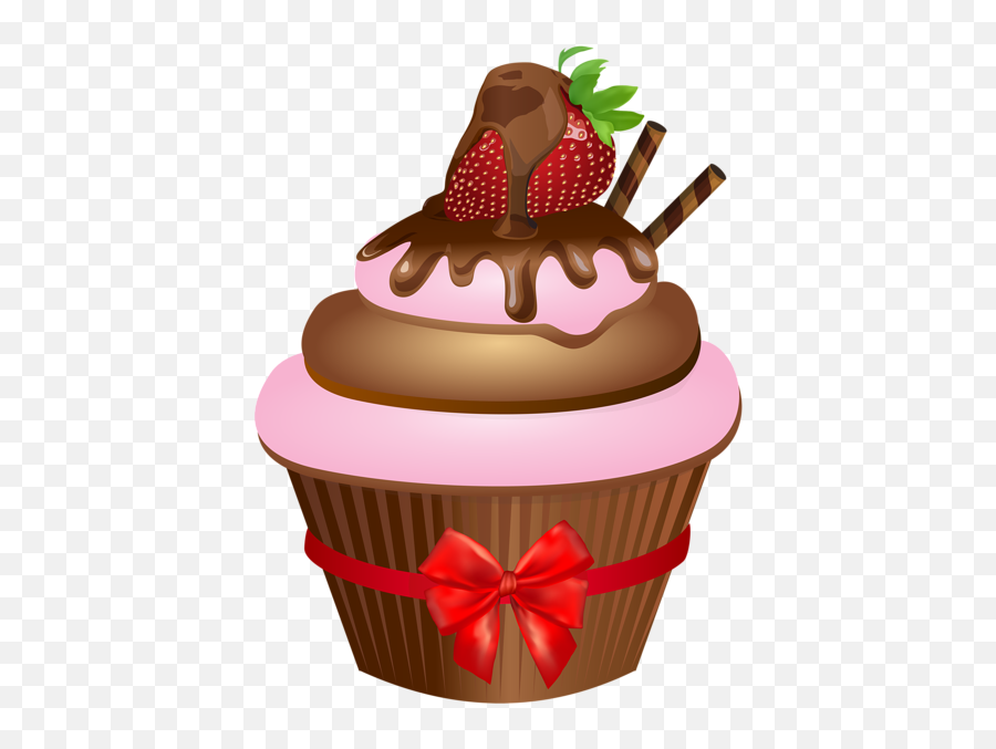 Chocolate Muffin With Strawberry Png - Clipart Cookie And Cupcake,Cupcake Png