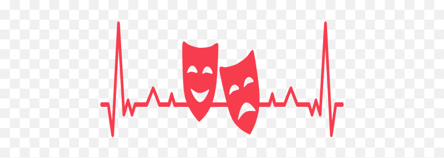 Heartbeat Mask Pair Cardiogram Stroke - Transparent Png Batimento Cardiaco Com Mascara,Comedy And Tragedy Masks Png
