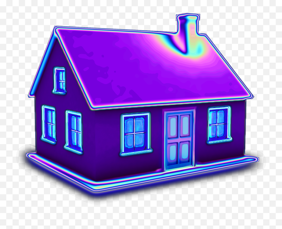 House 3d Holographic Purple Sticker By Dinaaaaaah - Holographic House Png,House Emoji Png