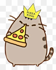 Pusheen Cat With Pizza Clipart - png