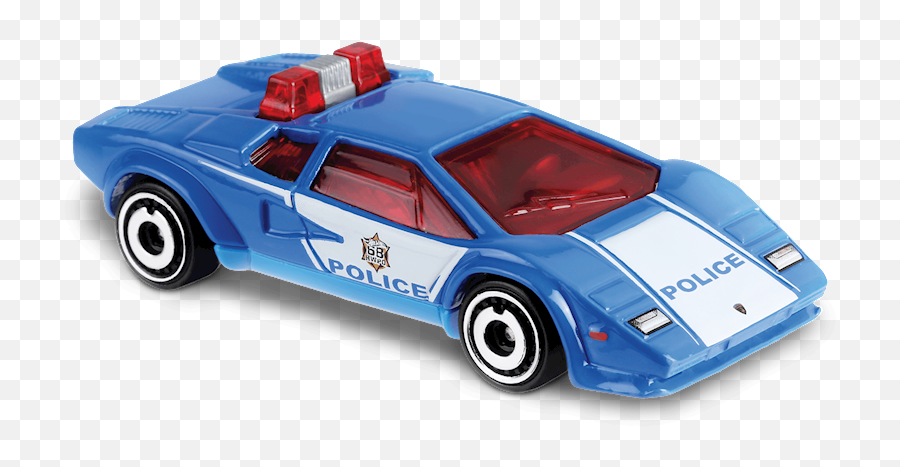 Lamborghini Countach Police Car In Blue Hw Rescue - Lamborghini Countach Police Car Hot Wheels Png,Police Car Transparent