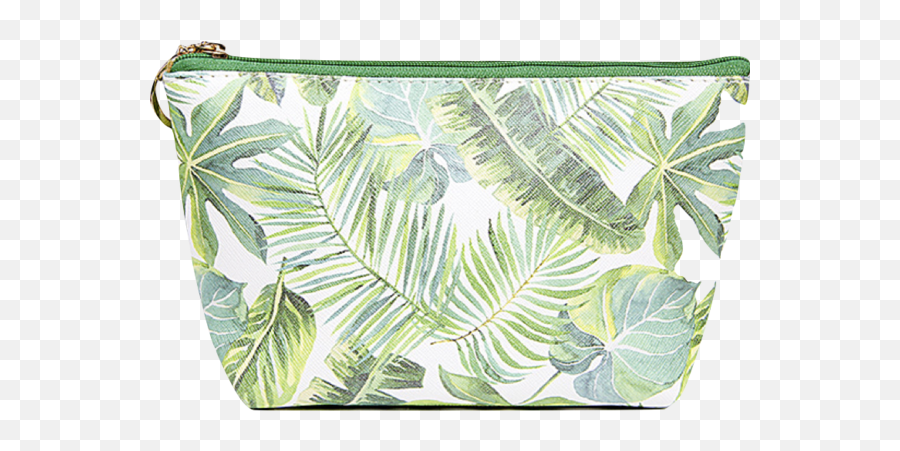 Tropical Leaf Pouch Cosmetic Bag - White And Green Leaf Cosmetic Bag Png,Tropical Leaves Png