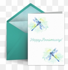 Dragonflies Free Anniversary Card Greeting Happy - Party Supply png