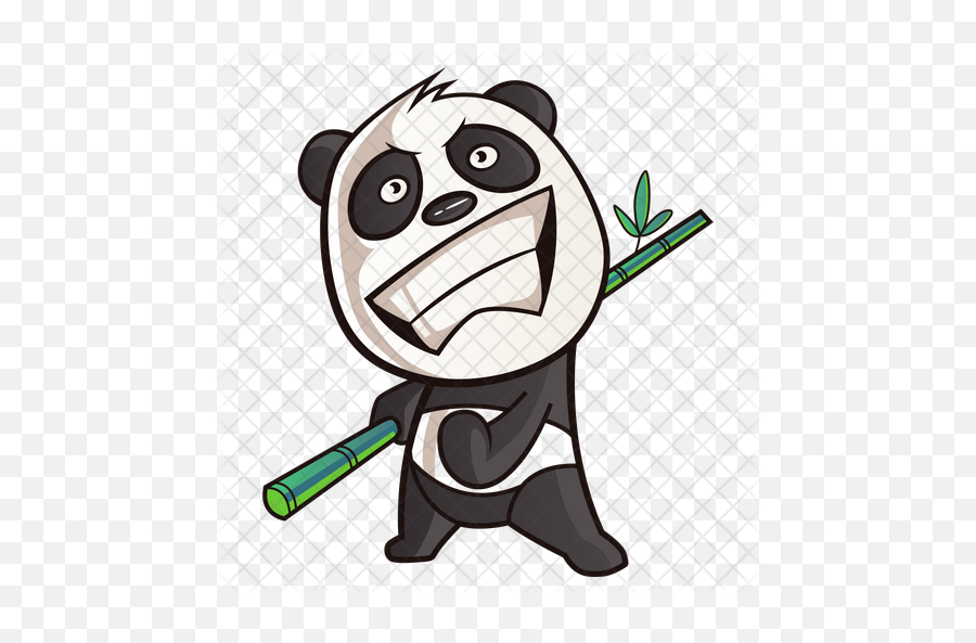 Cute Panda Feeling Excited Icon - Panda With Bamboo Stick Cartoon Png,Cute Panda Png