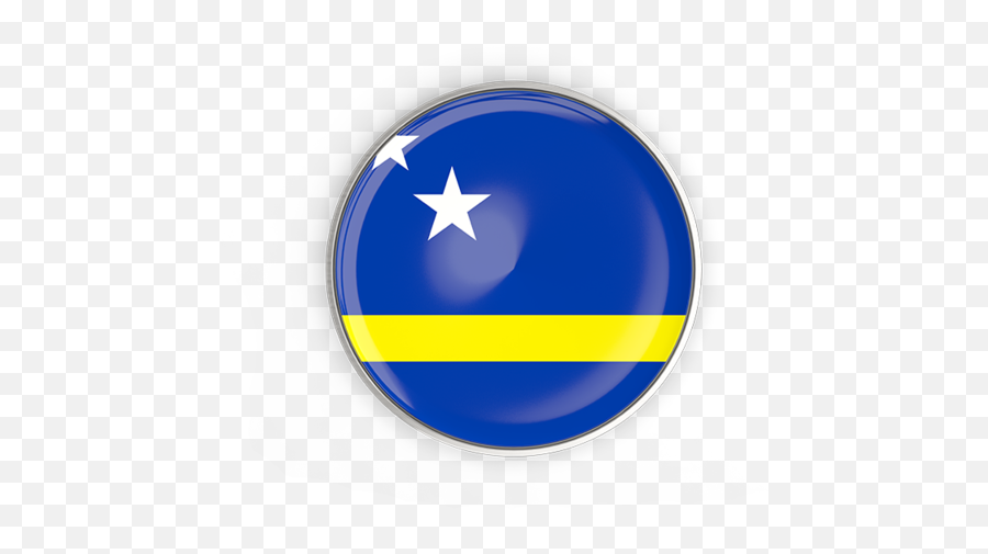 Round Button With Metal Frame Illustration Of Flag Curacao - Curacao Flag Png,Metal Frame Png