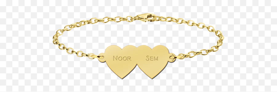 Bracelet With Two Hearts Of Gold - Gold Bracelet Hd Png,Gold Hearts Png