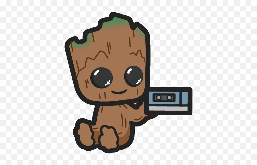 Marvel Groot With A Mixtape - Sticker Mania Marvel Telegram Stickers Png,Groot Png