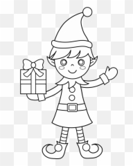 Download Hd Christmas Elf Png Black And White - Elves Clip Coloring Pages Christmas Elf,Elf Png
