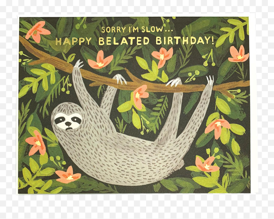 Sloth Belated Birthday - Happy Birthday Rifle Paper Png,Sloth Transparent