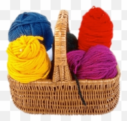 Basket With Balls Of Wool Transparent Png