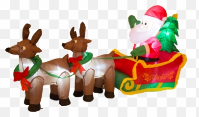 Glitzhome 7ft Lighted Inflatable Santa Sleigh Decor - Claus png