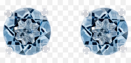Stud Earrings 4 Prongs Aquamarine Blue - Orange Gemstone Stud Earrings Png,Aquamarine Png