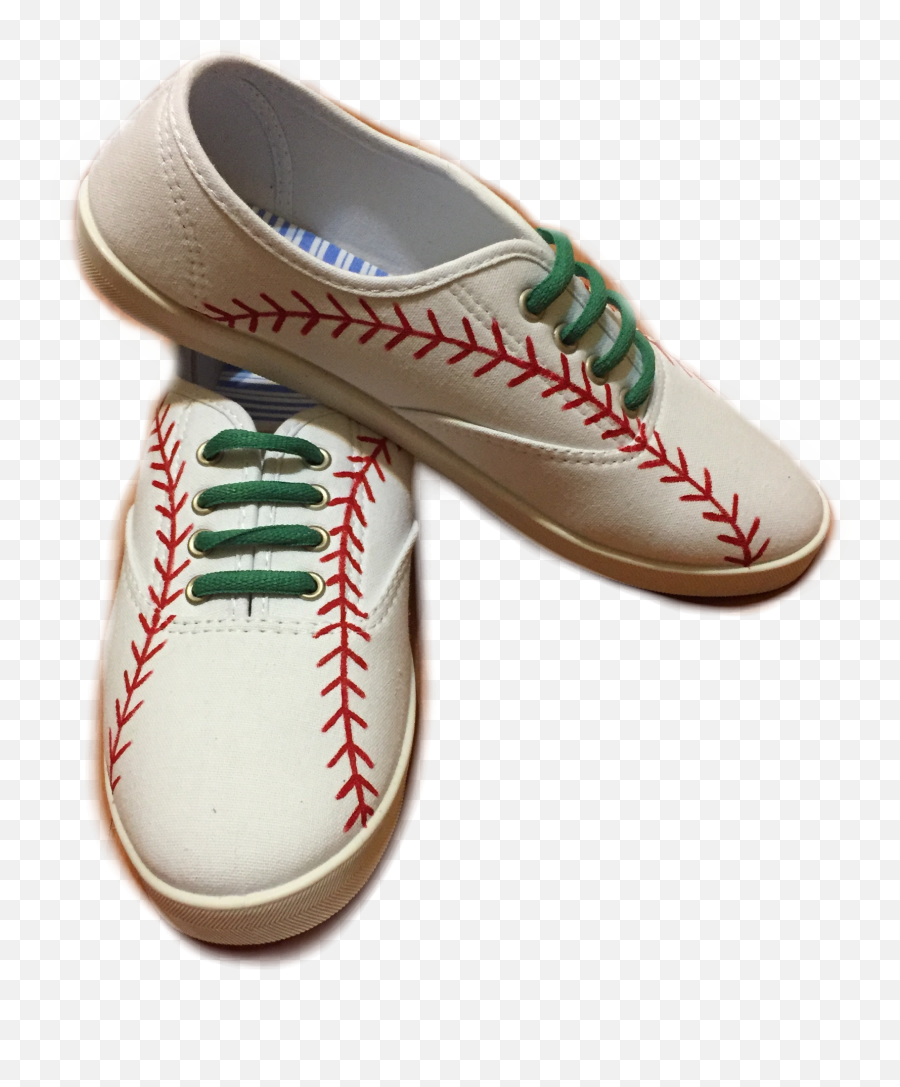 Side Stitch Shoes W Green Laces - Ballet Flat Png,Baseball Laces Png