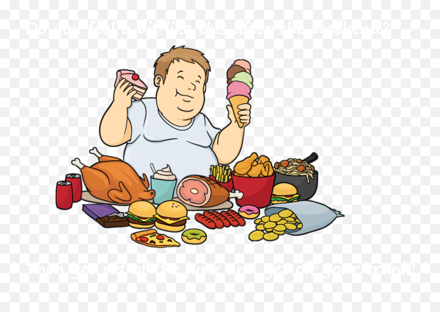 Meal Clipart Unhealthy Food - Eat Junk Food Cartoon Eating Junk Food Clipart Png,Food Clipart Transparent