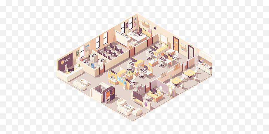 Cases Docksters - Office Interior Isometric Png,Office Building Png