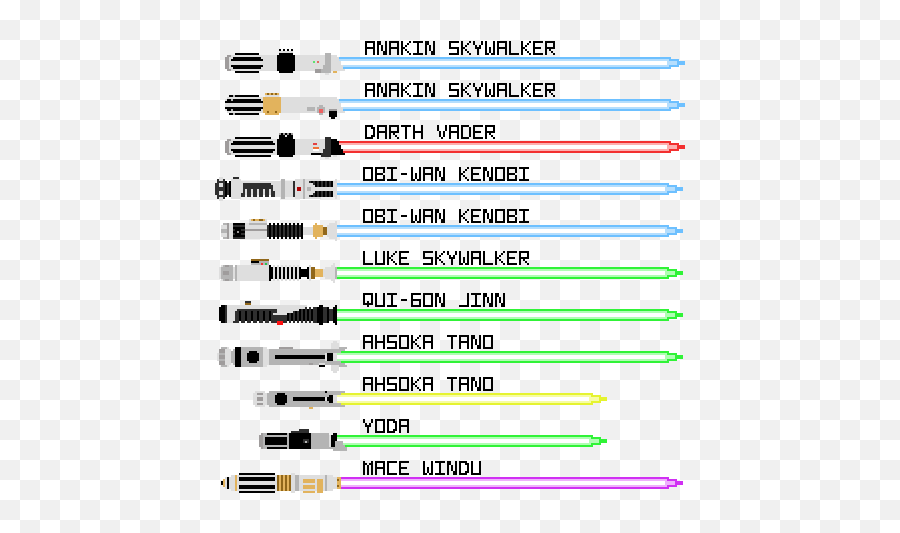 A Whole Bunch Of Pixel Art Lightsabers - Album On Imgur Star Wars Lightsaber Pixel Art Png,Luke Skywalker Transparent Background