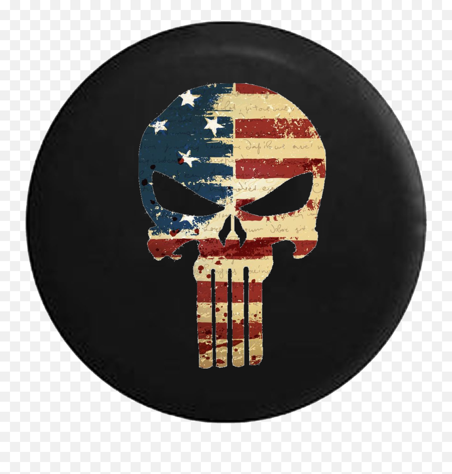 Jeep Wrangler Tire Cover With American Flag Punisher Skull Jk Tj Yj Sku - P296 Jeep Wrangler Png,Punisher Logo Png