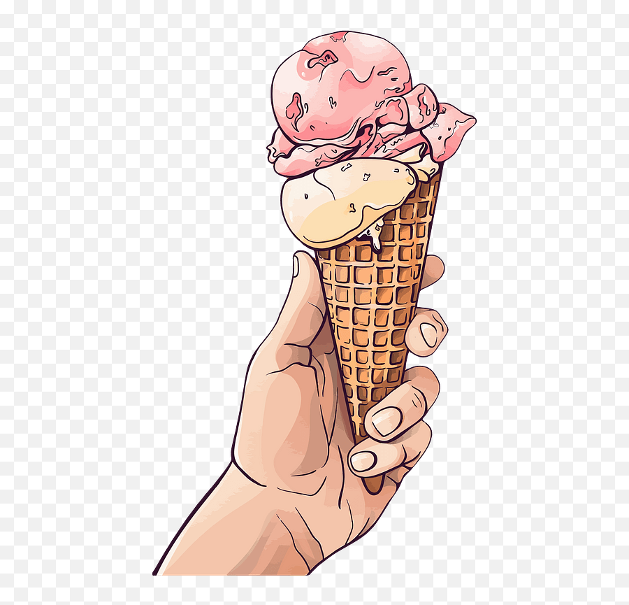 Hand Holding A Waffle Cone Filled With Ice Cream Clipart - Hand Holding Ice Cream Cone Png Clipart,Ice Cream Clipart Transparent