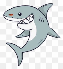 Cute Shark Fin Tail Tooth Flat - Cute Cartoon Shark Transparent Background Png,Fin Png