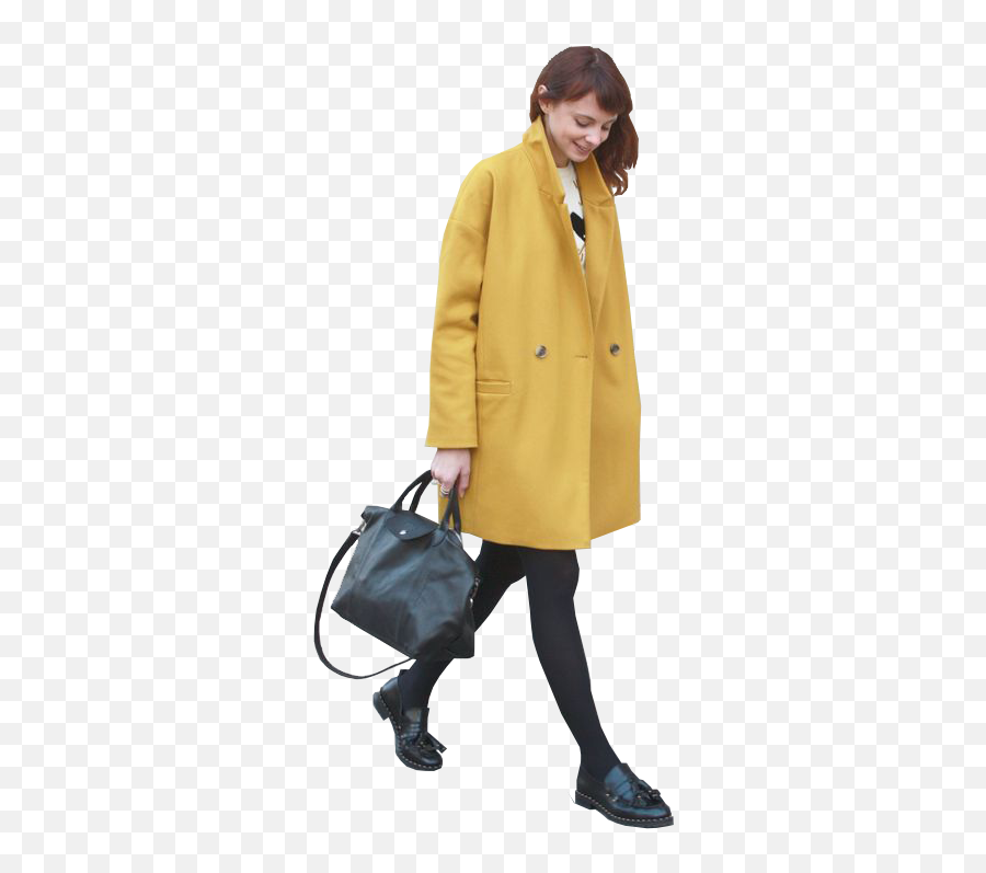 Trench Coat Png - Cutout Women Yellow Coat People For Walking People For Photoshop,People Walking Png