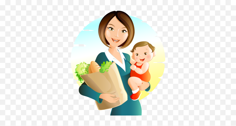 Cartoon Mother And Baby Png - Stay At Home Mom Clipart,Baby Png