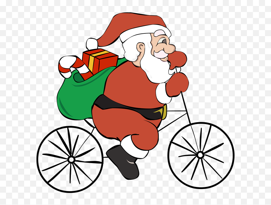 Santa Clipart Bike - Santa On A Bike Clipart Full Size Png Santa On Bicycle Clipart,Santa Clipart Png
