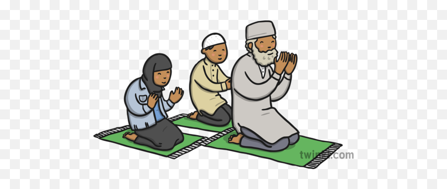 Muslim Family Praying Illustration - Twinkl Cartoon Png,Praying Png
