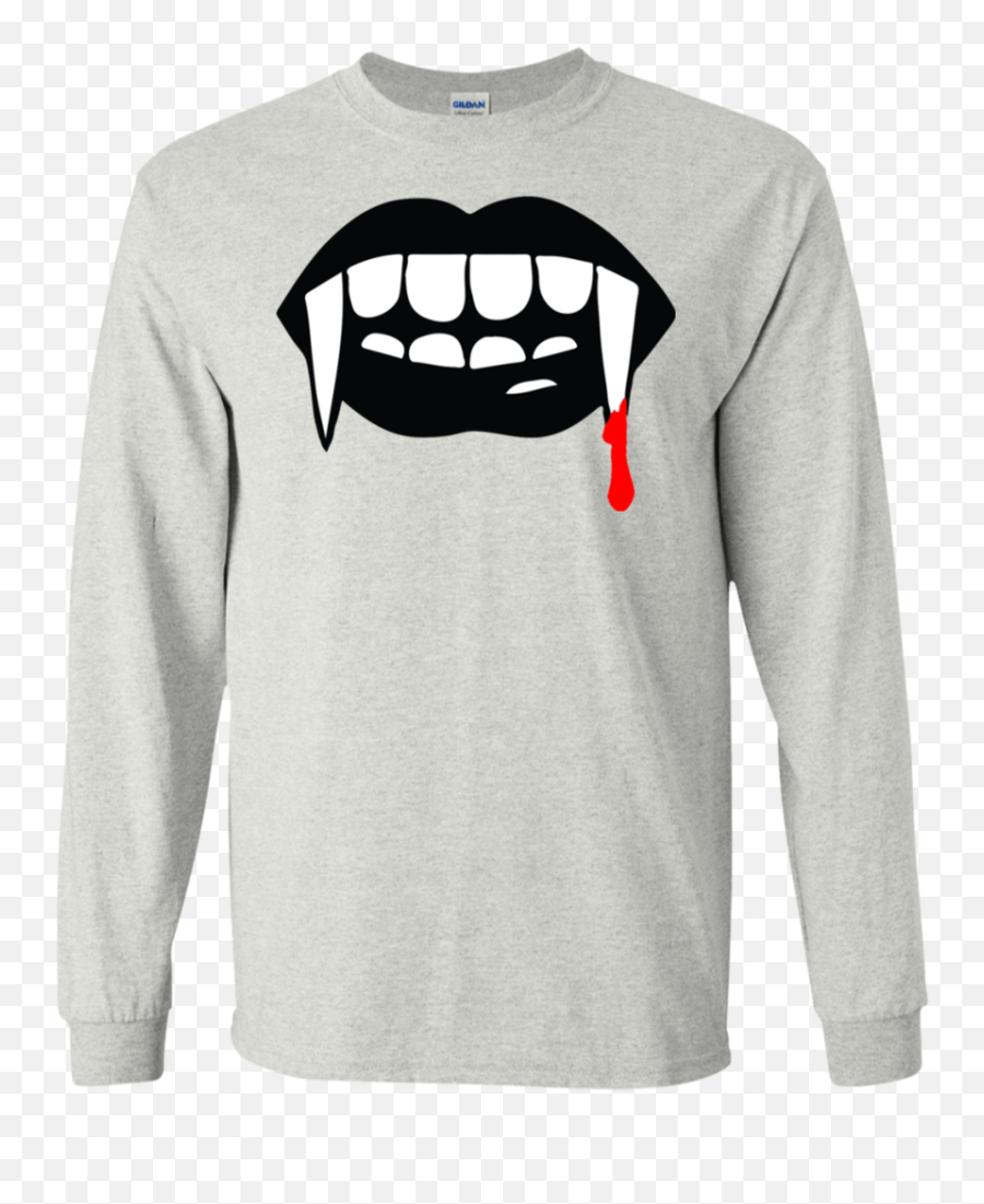 Black Vampire Fangs Halloween Ls T - Shirt U2013 Tee Support Png,Vampire Fangs Png