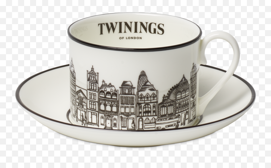 Twinings 216 Strand Black Design Teacup U0026 Saucer - Twinings Tea Cup Png,Teacup Png