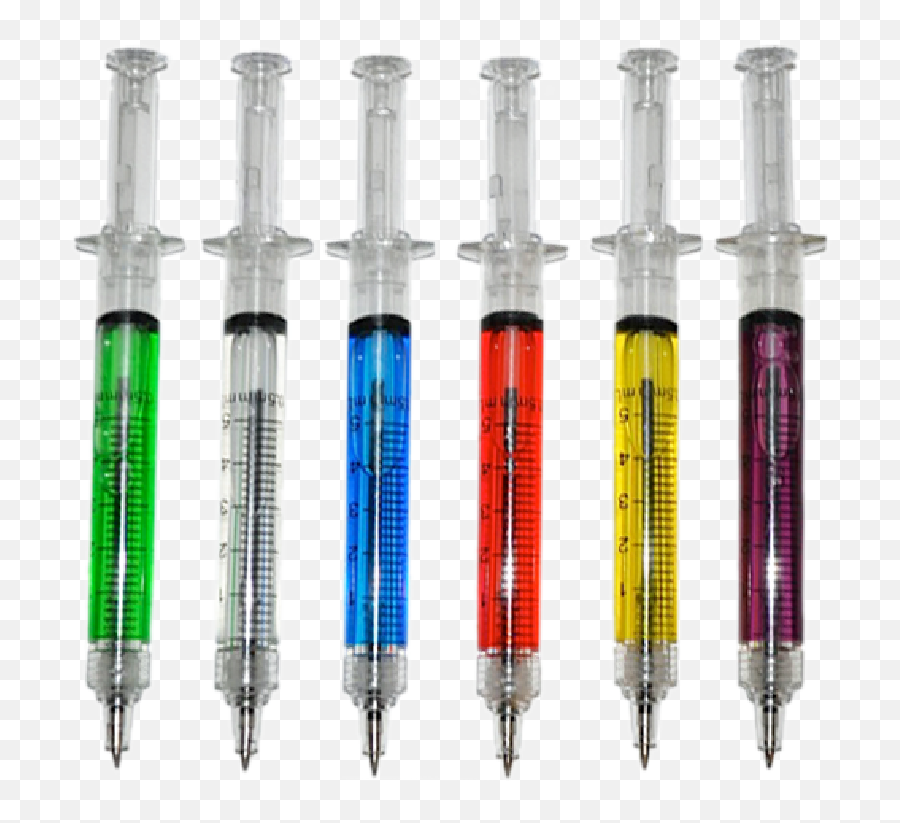Syringe Pens - Black Ink Multi Colour X 6 Syringe Pen Png,Syringe Transparent