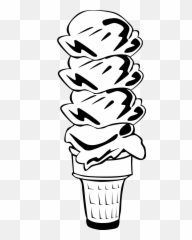 Ice Cream Black And White Bowl Of Clipart - Cream Cone Clip Art png