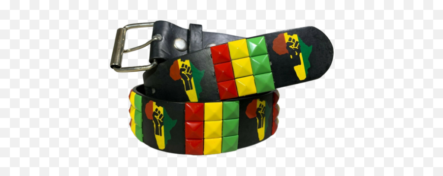 Unisex Men Women 3 - Row Metal Pyramid Studded Leather Belt Country Flag Colors Africa Black Power Fist Colors M Solid Png,Black Power Fist Png