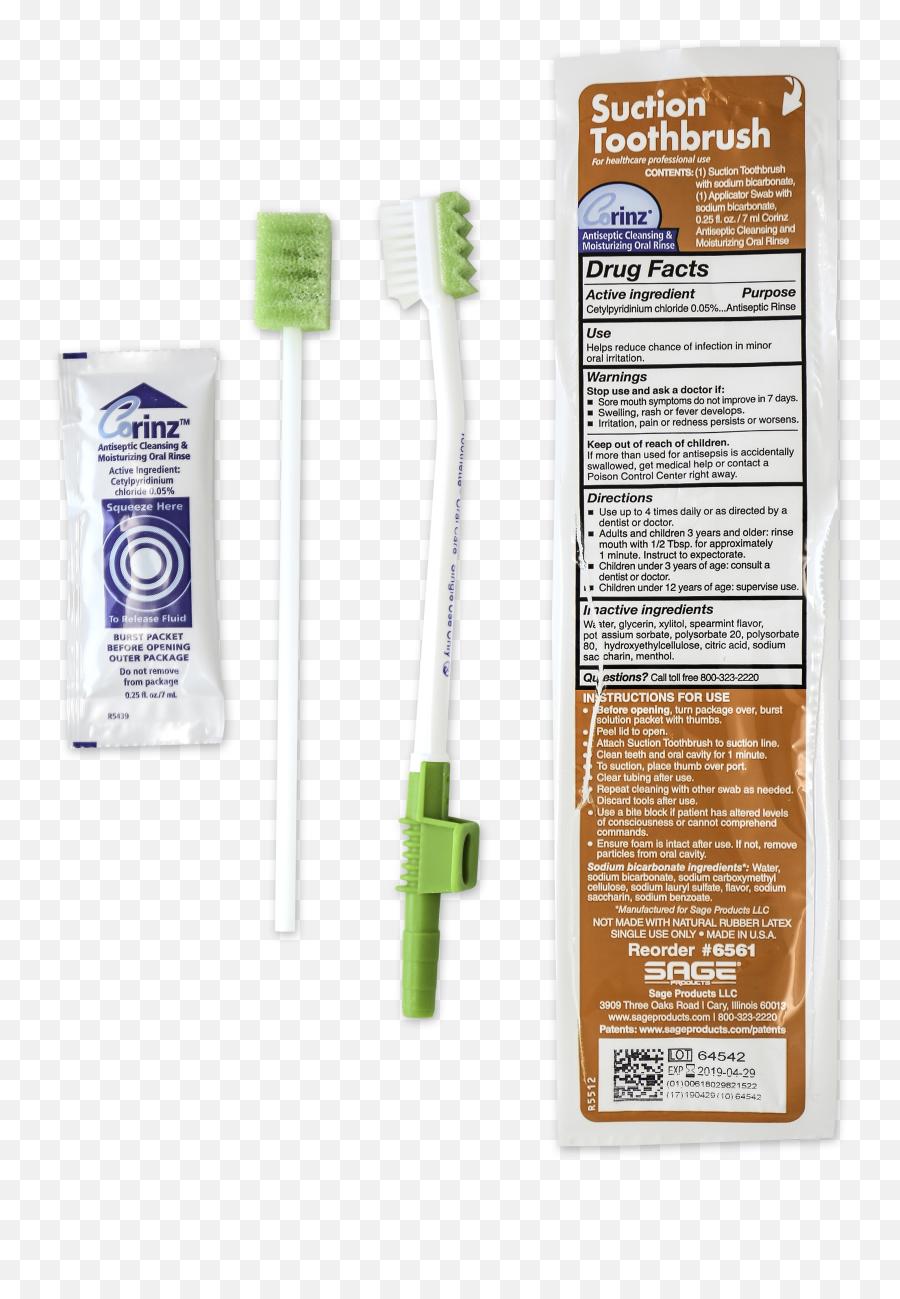 Toothette Single Use Suction Toothbrush And Applicator Swab With Corinz Png Transparent