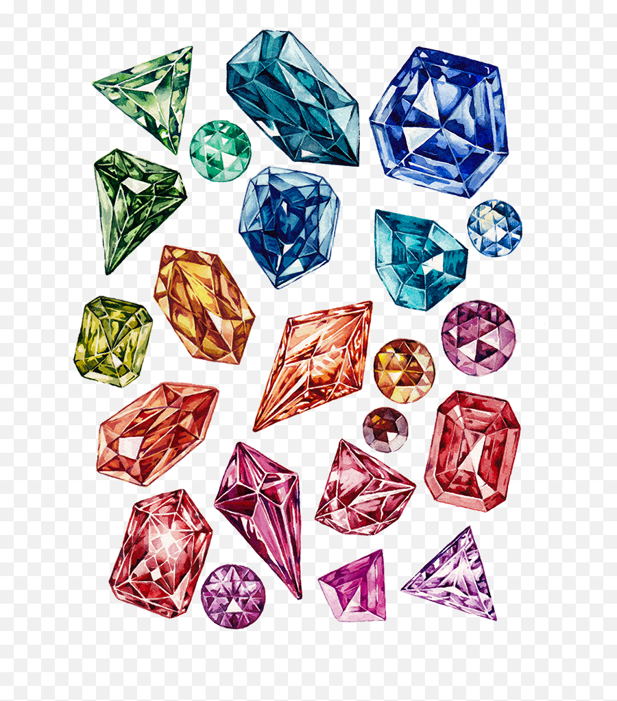 Watercolor Gems - Crystal Png,Gemstones Png