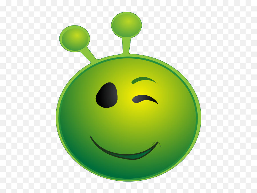 Green Alien Smiling Winking Emoji Clip Art - Emoji Green Smiley Face Png,Winky Face Emoji Png