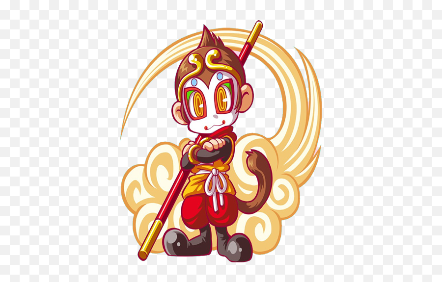 76 Gambar Monyet Ikspi Terbaik - Sun Wukong Monkey King Cartoon Png,Icon Jam Analog Bersayap