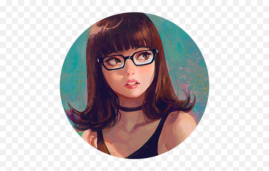 Icon Anime Girl And Circle Icons Gif 1181170 - Digital Art Anime Semi Realistic Png,Retro Anime Icon