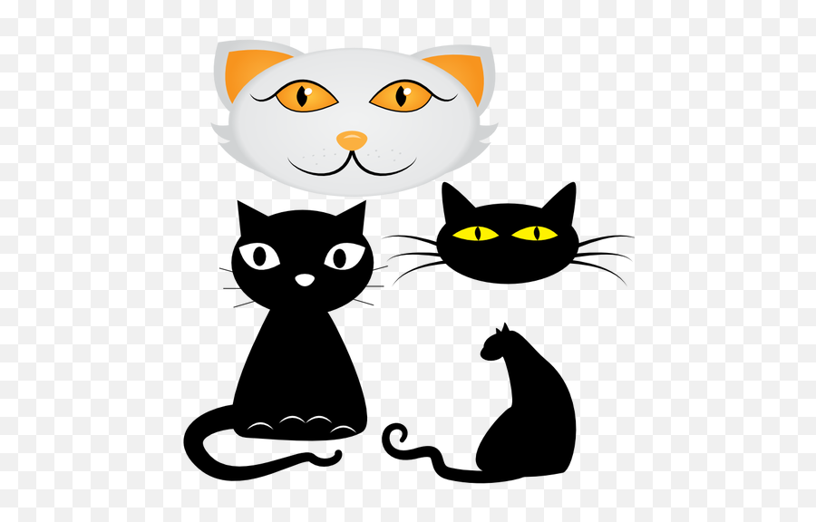 Four Cat Faces Vector Clip Art Cats Illustration Png Christmas Icon