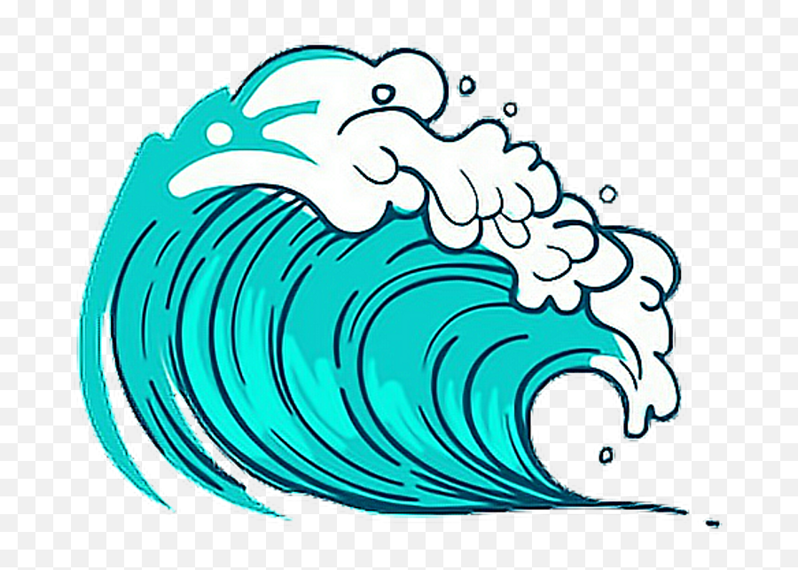 Sea Wave Blue Freetoedit Picsart Cute Kawaii - Cute Ocean Wave Clipart Png,Ocean Waves Png
